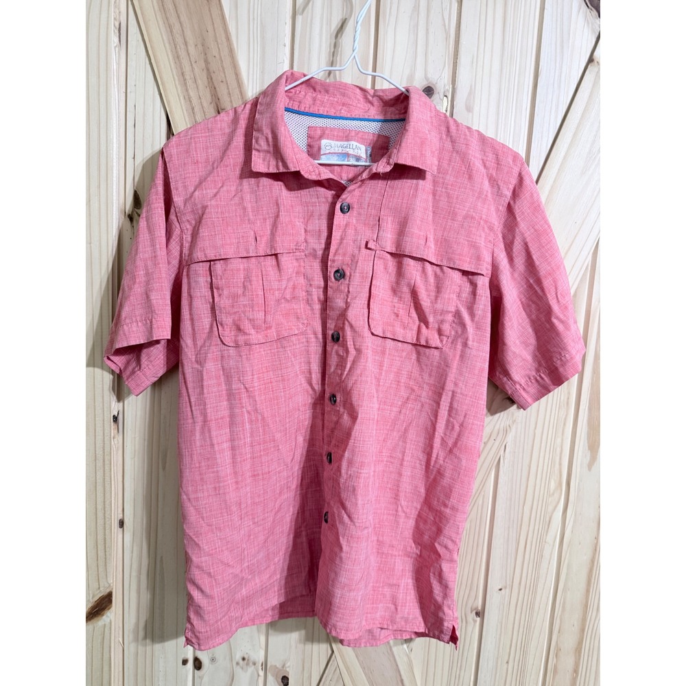 Magellan Outdoors Kids XL Pink Short Sleeve Fishing Shirt Button Down Ventilated